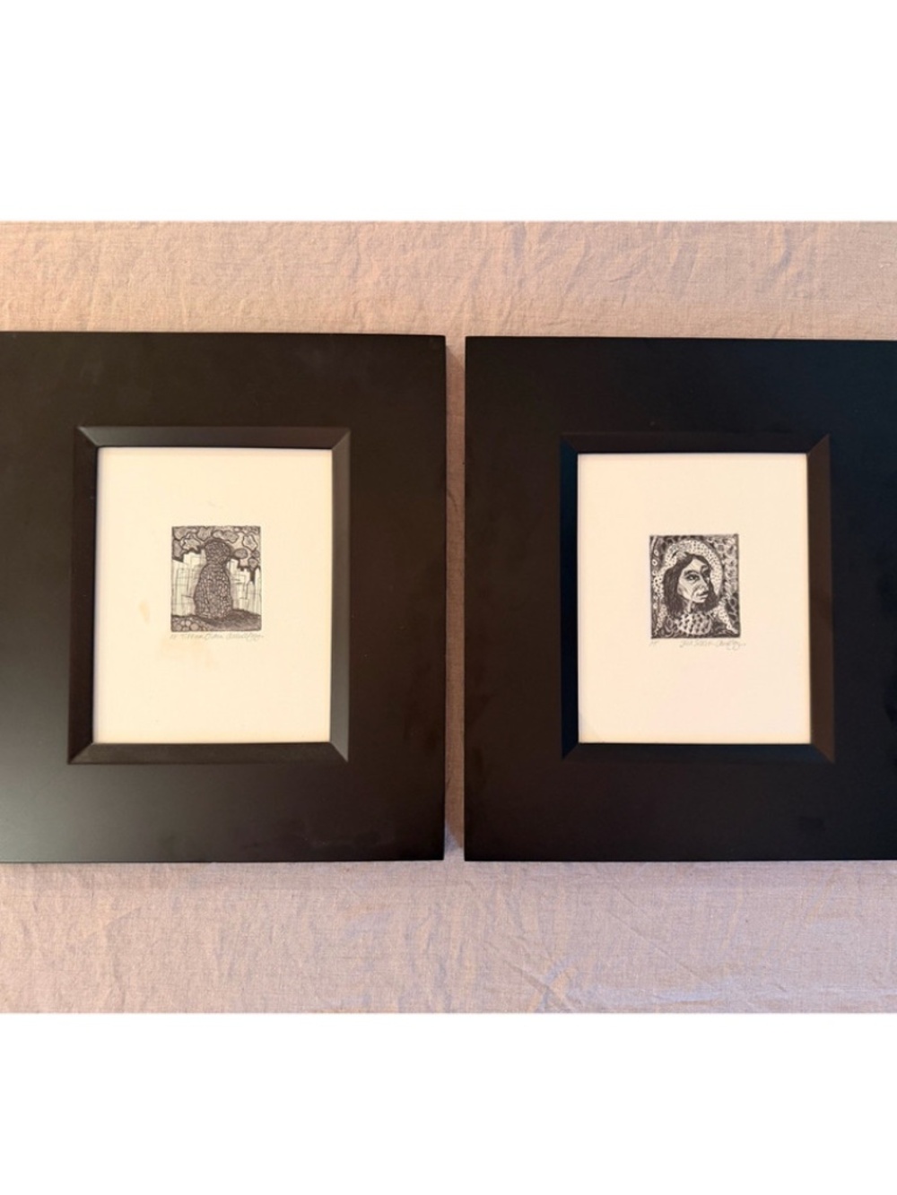 Signed Artist Proof Original Etchings Titled “Tikkun Olam” and “Flea Season”